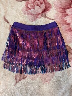SHEIN Purple Sequin Fringe Skirt Shorts - Size Medium